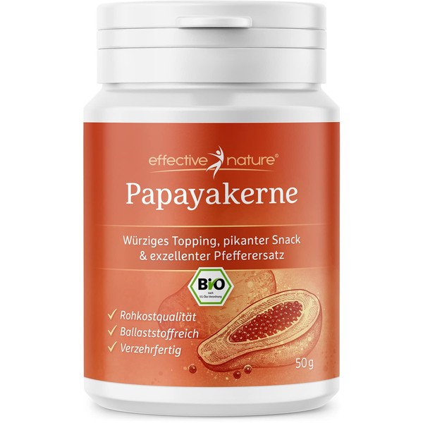 effective nature - Papaya kernels - 50 g - organic and raw food quality - gently processed - as spice and snack - no additives