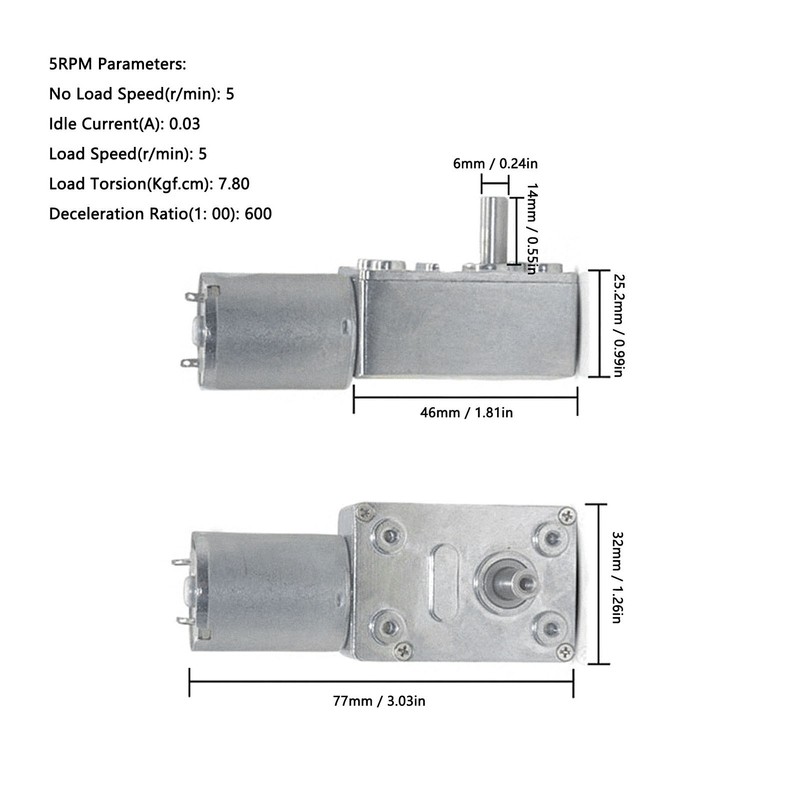 Worm Gear Motor Self Locking Reversible High Torsion Adjustable Speed