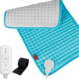 Comfytemp Heating Pad for Period Cramps with Adjustable Strap, 12"X24" Electric Large Heat Pad, Birthday Gifts for Women Men Mom Dad, Blue