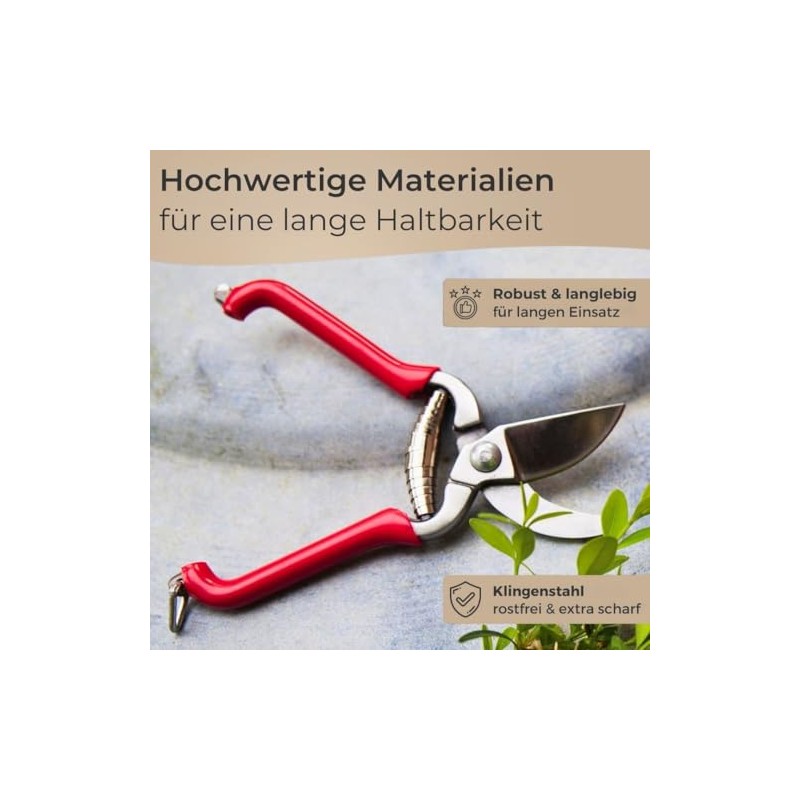 TOPANBIETER 999 Gartenschere – 14 cm rote Obst- und Blumenschere,