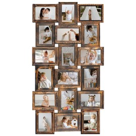 HELLO LAURA - 4x6 Picture Frame Collage With 18 Openings for Wall - Large Photo Frame Collage Wall Decor for Living Room Bedroom - Rusted Gold