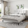 CXVX Full Size Platform Bed Frame with Geometric Upholstered Headboard,