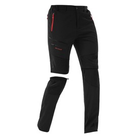 Men's Convertible Hiking Pants Zip Off Lightweight Quick Dry Outdoor Waterproof Tactical Cargo Work Pants Camping Black