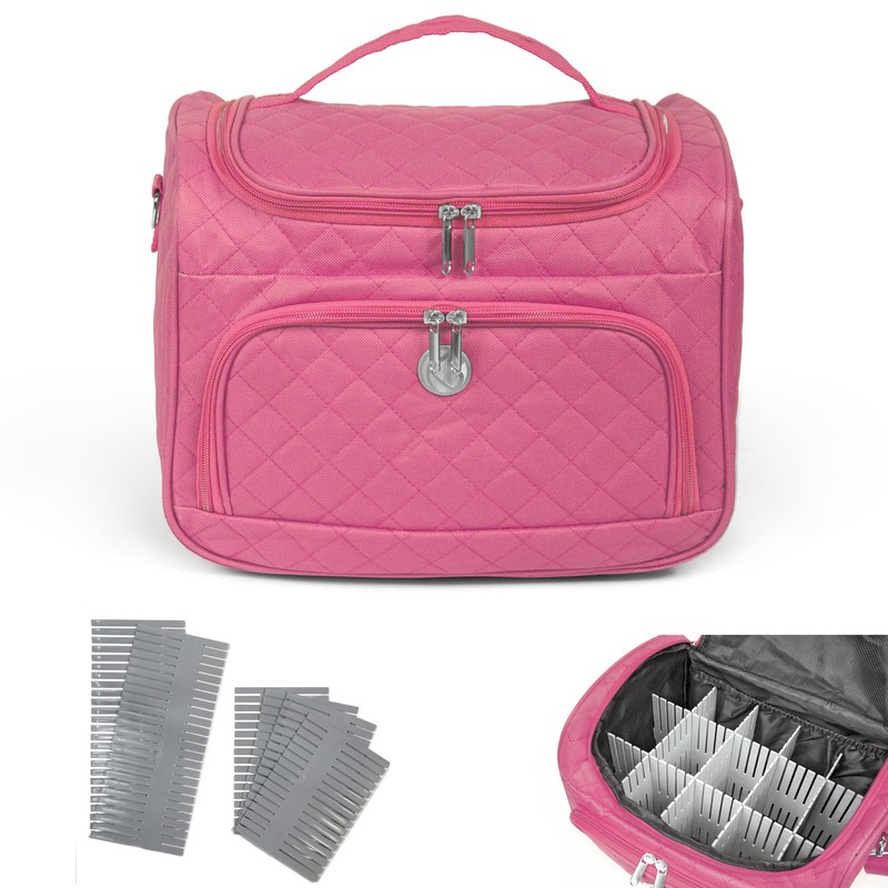 Travel Semi-Rigid Cosmetic Bag 25cm Cosmetic Bag KINSTON, Set Pink