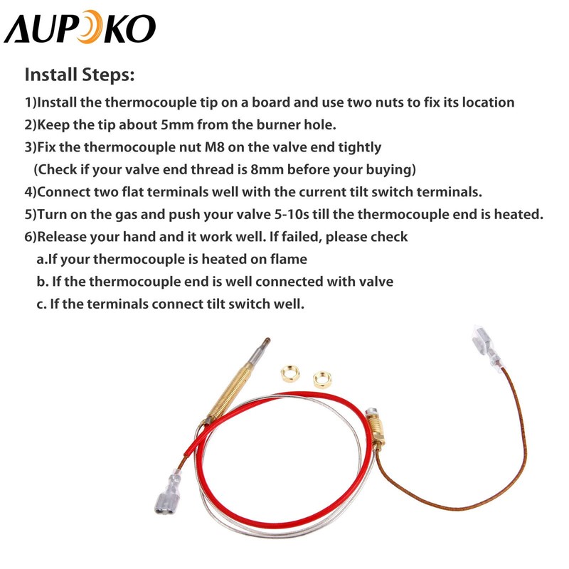 Aupoko Patio Heater Thermocouple, Outdoor Propane Gas Patio Heater Replacement