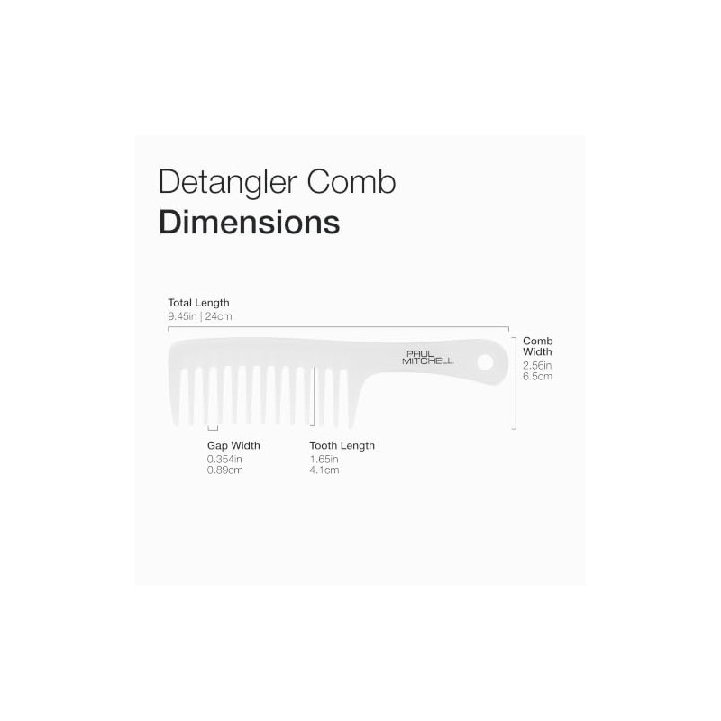 Paul Mitchell Detangler Comb, Peine Desenredante de Dientes Anchos, Desenreda