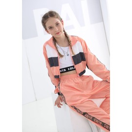 LOLANTA Girls Dance Clothing Set, Hip Hop Modern Jazz Team Performance Costume, Girls Dance Wear Sets (Dark pink, 13-14)