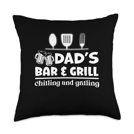 Dad's Bar and Grill Chilling and Grilling Father's Day Throw Pillow