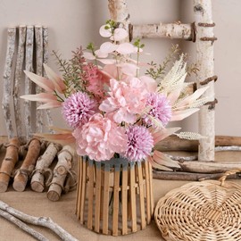 KIRIFLY Artificial Fake Flowers Plants Silk Flower Arrangements Wedding Bouquets Decorations Plastic Floral Table Centerpieces for Home Kitchen Garden Party Décor (Pink Purple)