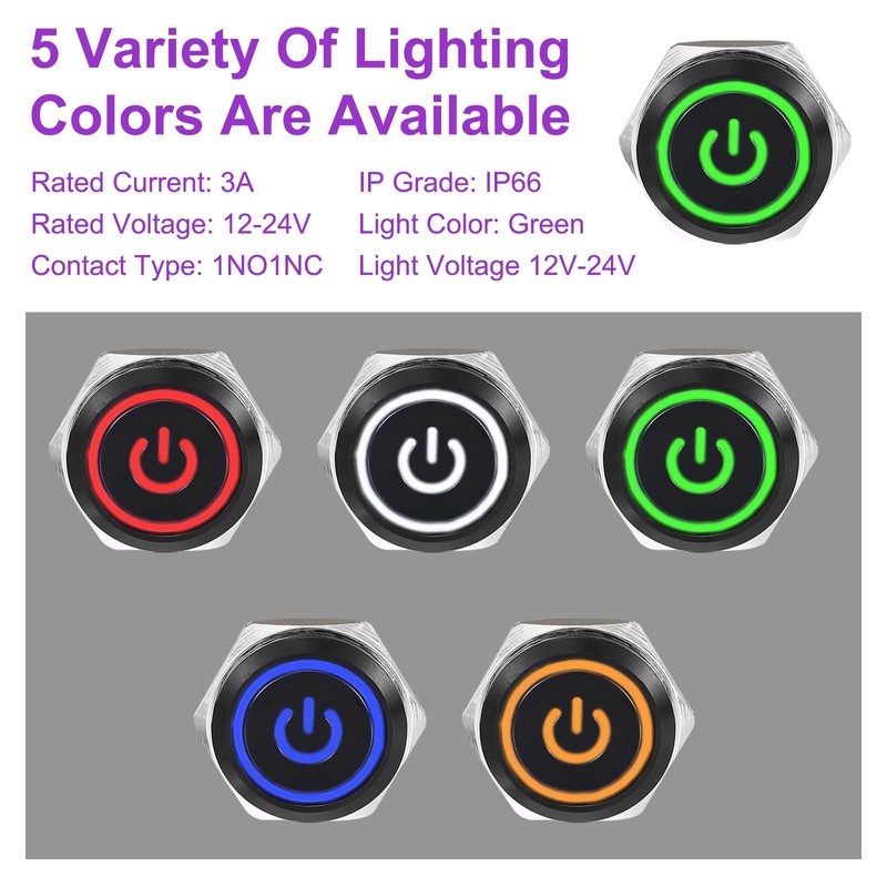 DMiotech 2 Pack 19mm / 3/4" Aluminium Alloy Momentary Push