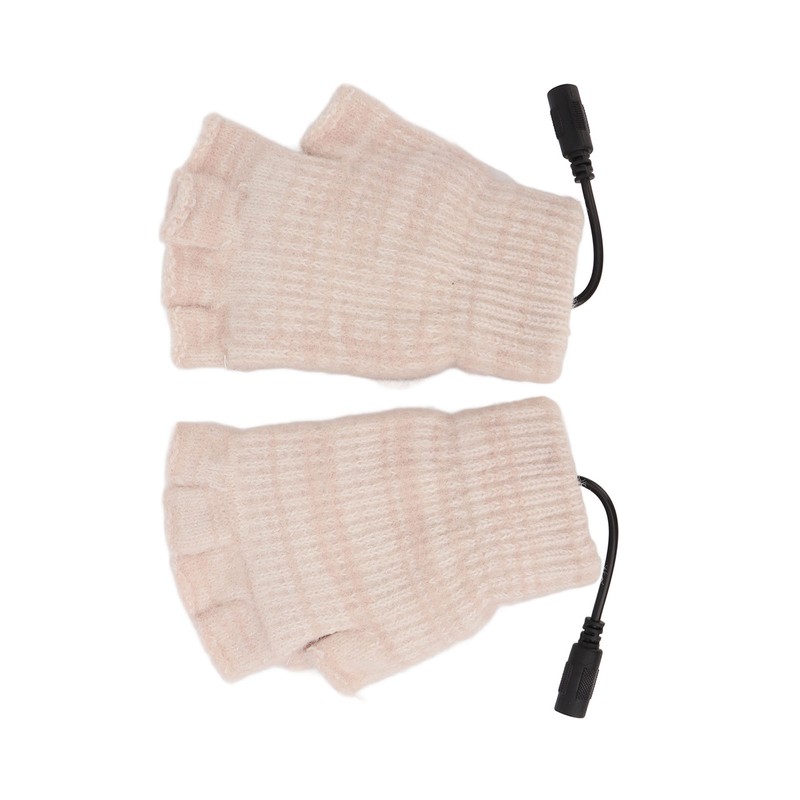 USB Heated Gloves Mitten Men Women Winter Knitted Fingerless Hand