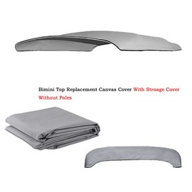 Bimini Top Fabric Replacement Canvas Canopy，4 Bow Bimini Top Cover for Boat with Storage Boot,600 D Anti-UV Waterproof Bimini Top Canopy Without Frame