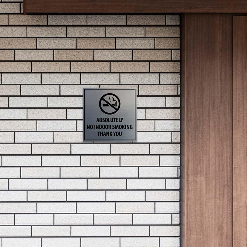 Signs ByLITA Square Absolutely No Indoor Smoking Thank You Sign(Brushed