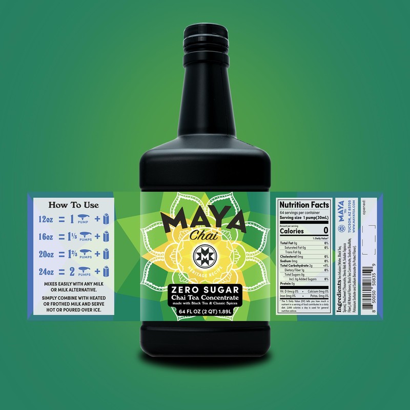 Maya Chai Tea Concentrate, Zero Sugar, Heritage Recipe, 64 Ounce