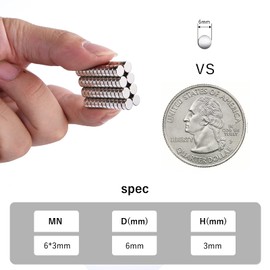 RHINOCATS Fridge Magnets - Tiny Strong Round Magnets, 6mm x 3mm, 60 Pack