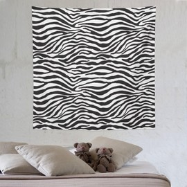 Zebra Print Tapestry Wall Hanging Black White Striped Animal Print Nature Wildlife Tapestries Home Decor for Living Room Bedroom Apartment Farmhouse Dorm 60"x60"
