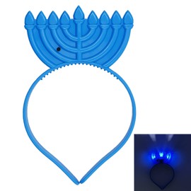 Hanukkah Menorah Headband - Light Up Flashing Menorah - Glow In The Dark Hanukkah Decoration - Great For Hanukkah Party, Single, Menorah Headband