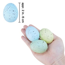 Winlyn 40 Pcs Artificial Easter Eggs Speckled Faux Foam Easter Eggs Pastel Green Blue Decorative Eggs 2.1" for Neutral Spring Easter Table Decor Bowl Basket Filler DIY Wreath Party Favor Photo Prop