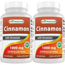 Best Naturals Best Naturals Cinnamon 1000 mg with Chromium 200 mcg 180 Capsules (180 Count (Pack of 2))