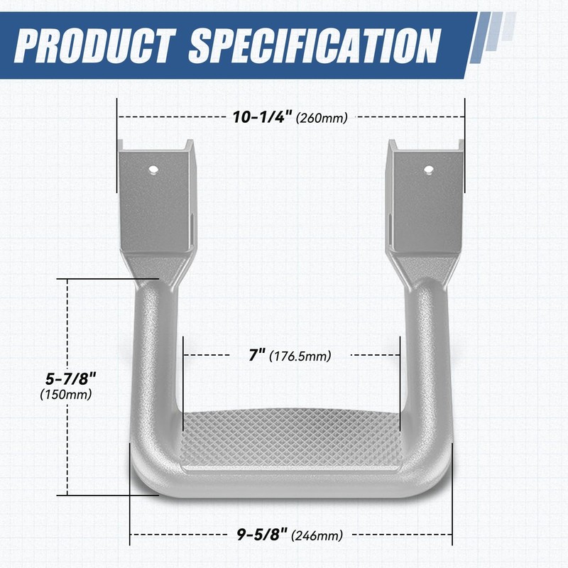 Auto Dynasty 1 Inches Universal Side Step with Mounting Brackets