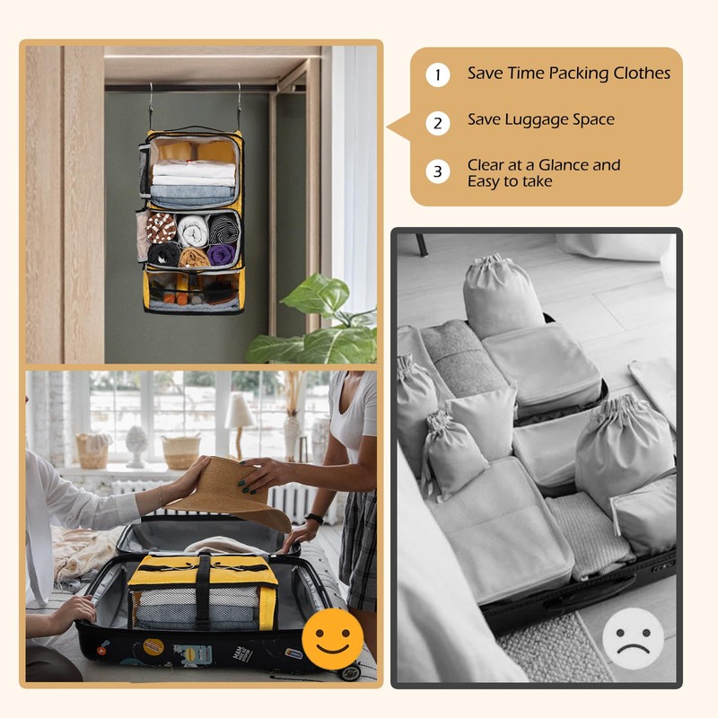 Surblue Hanging Shelves Travel Compression Packing Cube for Carry-on Luggage