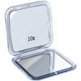 MIRRORVANA 10X Magnifying Makeup Mirror for Travel - Mini, 10X/1X Double Sided, Portable, Handheld - Compact Mirror for Women's Makeup - Square 3.3" x 3.3"
