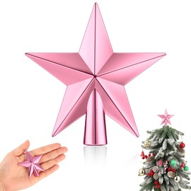 Hanaive Christmas Tree Topper Mini Star Small Treetop for Christmas Tree Star Ornaments Decorative for Home Xmas Holiday Party(Pink,2.36 Inch,Plated)