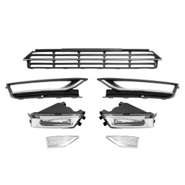 HECASA Lower Grille & Fog Light Assembly Compatible with 2012-2015 Volkswagen Passat Drivers & Passengers Side Front Bumper Driving Fog Lamps Cover Reflector Assembly W/O Bulbs Plastic Clear Lens