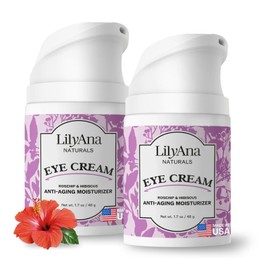 LilyAna Naturals Eye Cream for Dark Circles and Puffiness, Under Eye Cream for Wrinkles and Bags, Anti Aging helps Improve Dryness; for Sensitive Skin (1.7 Ounce, Pack of 2)