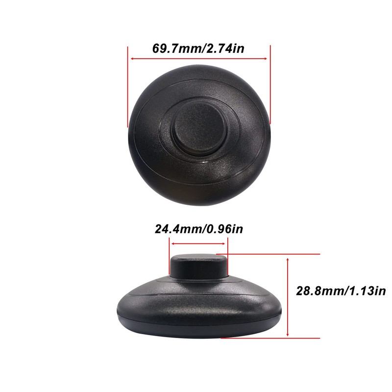 weideer 2Pcs Floor Foot Switch Round Inline Foot Pedal Lamp