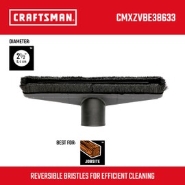 CRAFTSMAN CMXZVBE38633 2-1/2 in. Floor Brush Wet Dry Vac Attachment, Industrial-Grade 14 inch Wide Shop Vacuum Accessory with Bristles for Cleaning Larger Areas, Fits 2-1/2 in. Hose Diameter