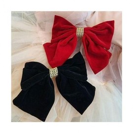 Velvet Hairpin Black Red Updo Big Ribbon Automatic Black