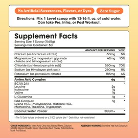 Fit&Lean Amino Hydration, Naturally Sweetened Workout Recovery Drink, 6g Vegan Amino Acids, EAA, BCAA, Glutamine, Electrolytes, Peach Mango, 30 Servings