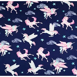 100% Cotton Flannel Fabric Sold by The Yard 1 Yard = 36 in. Length (Pegasus Unicorn Navy)
