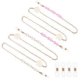 Amabro Glasses Chain Pearl Eyeglass Chain Anti Lost Eyeglasses String Holder Eyewear Retainer String for Women Girls Men(Pink)
