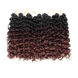 GoGo Curl Crochet hair 10inch Beach Curl Crochet hair Bohemian Crochet Braids Ombre Brown Deep Wave Braiding hair Extensions (10inch,C16)
