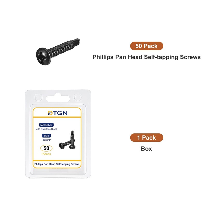 DTGN #6x3/4" Pan Head Self Drilling Screws - 50Pack -