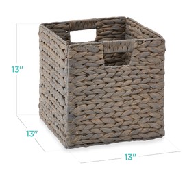 Best Choice Products 13x13in Hyacinth Baskets, Rustic Set Of 5 Multipurpose Collapsible Storage Organizer, Handwoven Laundry Totes for Bedroom, Living Room, Shelves - Gray