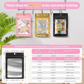 FUNFERY 100 Pack Mylar Resealable Bags, Black Foil Packaging Bags