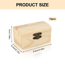 prota Pack of 12 Mini Treasure Chest Treasure Chest Children's Birthday Treasure Chest without Engraving Wooden Box with Lid for Painting and Crafts Birthday DIY