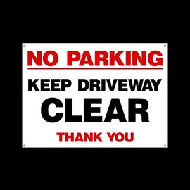 No Parking Keep Driveway Clear 3mm Metal Sign with 4 Pre-Drilled Holes - Private Property, Parking, Clamping, Disabled, Driveway, Do not block (MISC42)