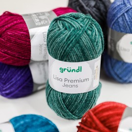 Gründl Lisa Premium Jeans Knitting & Crochet Yarn Soft and Wool-like Character Easy Care Washable 100% Polyacrylic Knitting Yarn 50g/133m Needle Size 3.5-4.5 10 Balls of 50g