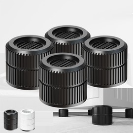 Round Anti Vibration Pads for Washing Machine, Stackable 1.1/2.3/3.5 Inch Heightening Support for Washer Dryer Furniture Legs, Shock Absorbing Noise Reducing Rubber Floor Protectors(Black 4 Pack)