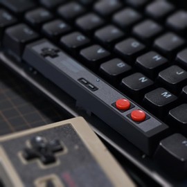 Retro Spacebar Keycaps Classic Controller-Shaped Space Bar ABS 6.25U OEM Profile Double Shot Custom Keycaps for Cherry MX Switch Mechanical Keyboard (Tyep-B-Black)