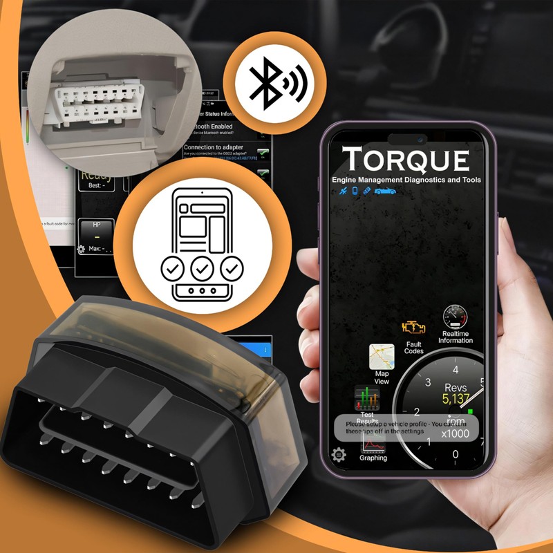 Retoo OBD2 Diagnostic Device, Bluetooth Car Scanner Code Reader for