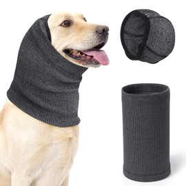 SlowTon Quiet Ears Dog Hoodie - 2 Pcs Ear Wrap Dog Ear Muffs Noise Protection, Anxiety Relief Dogs Hat Calming Hood Head Cover, Pet Headband Dogs Ear Protector for Grooming, Force Drying (Grey,L)