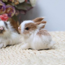 Hehglng Mini Simulation Rabbits, Realistic Cute Plush Rabbits Lifelike Plush Bunny Realistic Rabbit Miniatures, White Rabbits Home Party Decors Model Miniatures Decorations Gift