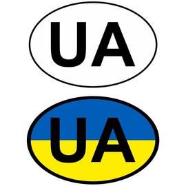 Daged Ukraine Sticker Car Foreign License Plate Set of 2 Stickers – Country Identification Holiday AKZ
