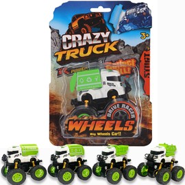 Crazy Trucks: Friction-Powered Toy Eco Truck That Moves Every Which Way, No Batteries Needed, Just Push and Go, Big Wheeled Toddler Trucks Made of Durable ABS Plastic, Assorted Styles