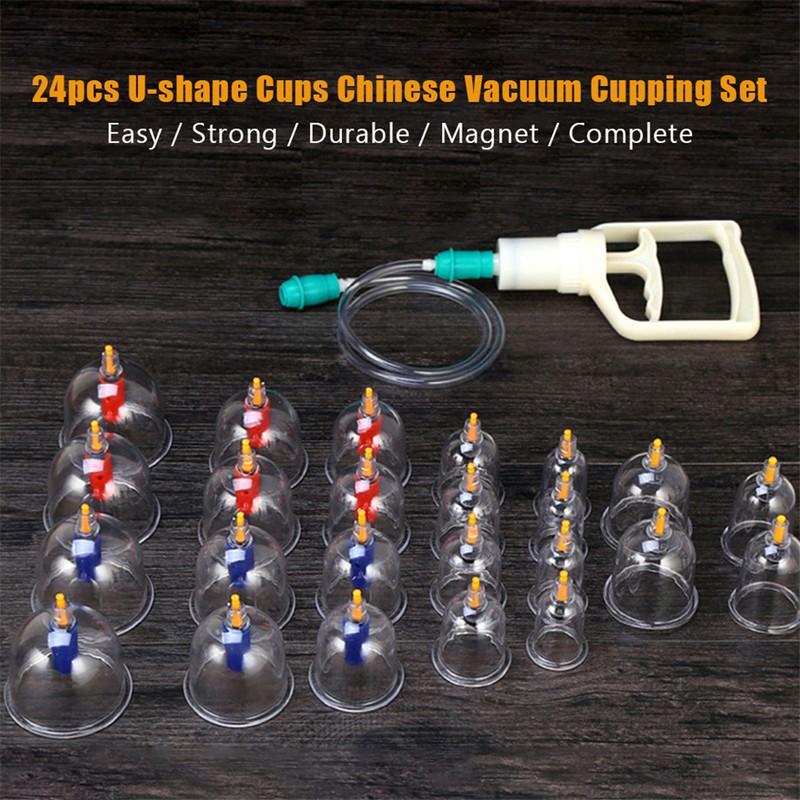 24pcs U shape Cups Chinese Vacuum Cupping Set Massage Therapy
